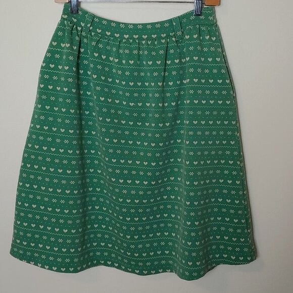 Retro Modcloth Heart Skirt Comme Toi Winter Novelty Print Boho Pockets - Picture 3 of 6